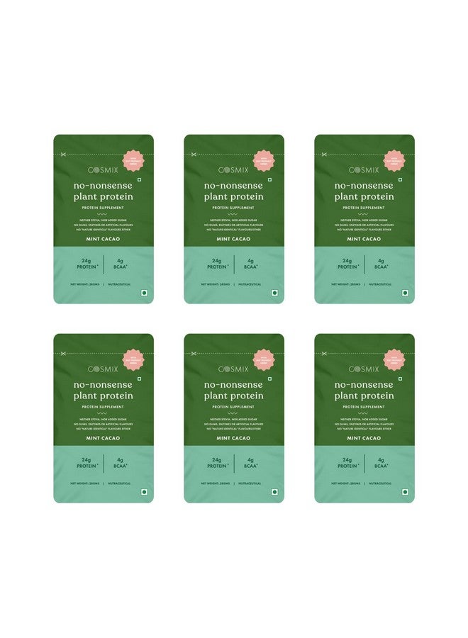 cosmix No-Nonsense Plant Protein | 24g Protein/Serve | Mint Cacao | Pea & Rice Isolate | Plant Based Protein | Easy to Digest | All Essential Amino Acids - 38g (Pack of 6 Sachets) - Image 1