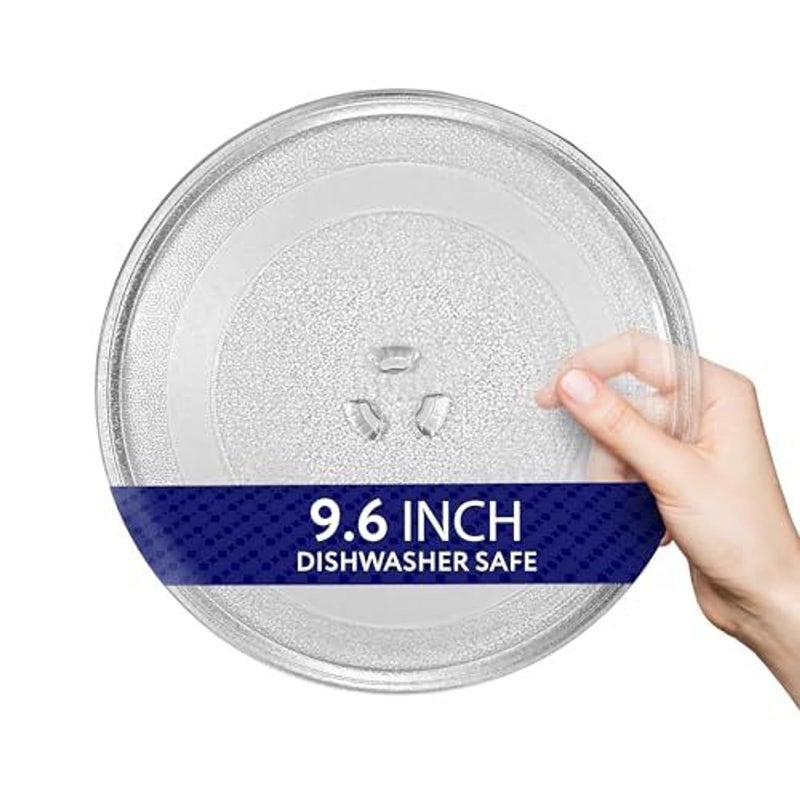استبدال طبق زجاجي ميكروويف IMPRESA 96 بوصة زجاج مقسى شفاف متوافق مع LG Sears Kenmore Emerson HighPointe يتضمن موصل دوار من 3 أجزاء