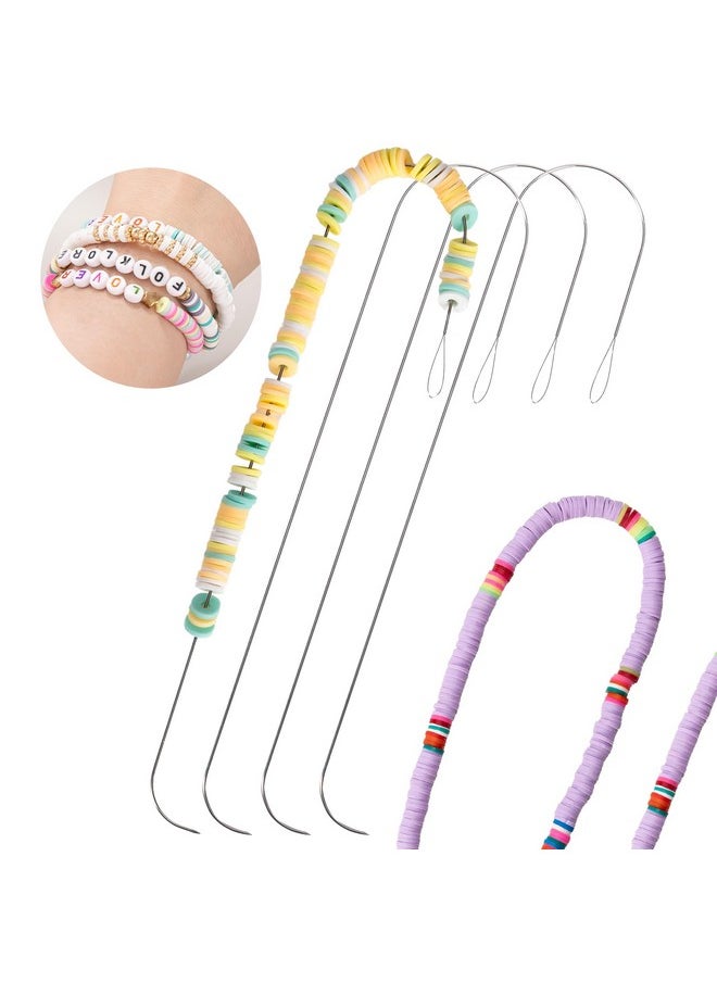 PP OPOUNT 4 Pieces Large Eye Curved Beading Needles With Handle 5.3 Inch Stainless Bead Needle For Bead Spinner Loader Bead Spinner Needles For String Seed Beads Jewelry Making (Patent Protection)  - Image 1