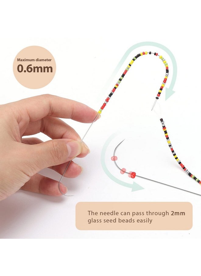 PP OPOUNT 4 Pieces Large Eye Curved Beading Needles With Handle 5.3 Inch Stainless Bead Needle For Bead Spinner Loader Bead Spinner Needles For String Seed Beads Jewelry Making (Patent Protection)  - Image 2