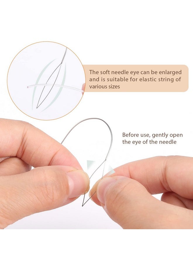 PP OPOUNT 4 Pieces Large Eye Curved Beading Needles With Handle 5.3 Inch Stainless Bead Needle For Bead Spinner Loader Bead Spinner Needles For String Seed Beads Jewelry Making (Patent Protection)  - Image 3