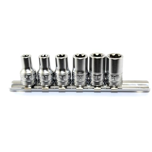 TEMO 6 pc Torx Plus 6-12EP Socket 1/4 Inch Square Drive Auto Repair Impact Ready Tool - Image 1