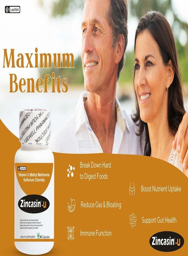 Zincasin U with Vitamin U (Methyl Methionine Sulfonium Chloride) | Gut Health Supplements | Helps Stomach Ulcers repair | Lungs, Liver, and Kidneys Support | Anti-inflammatory, Blood lipids aid - 60 Capsules - Image 5