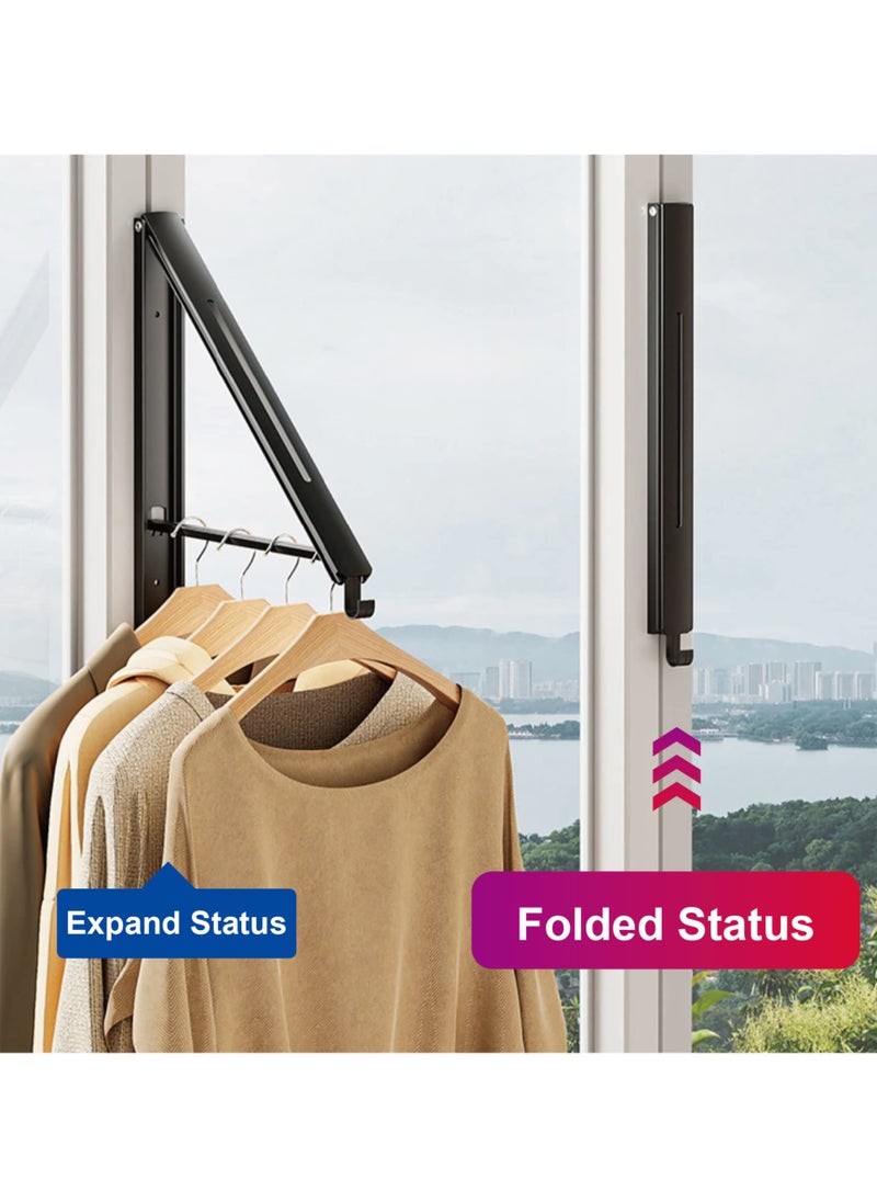 KASTWAVE Retractable Clothes Rack, Stealth Clothes Drying Hangers, Wall Mounted Folding Clothes Hanger Drying Rack for Laundry Room Closet Storage Organization (Black)  - Image 5