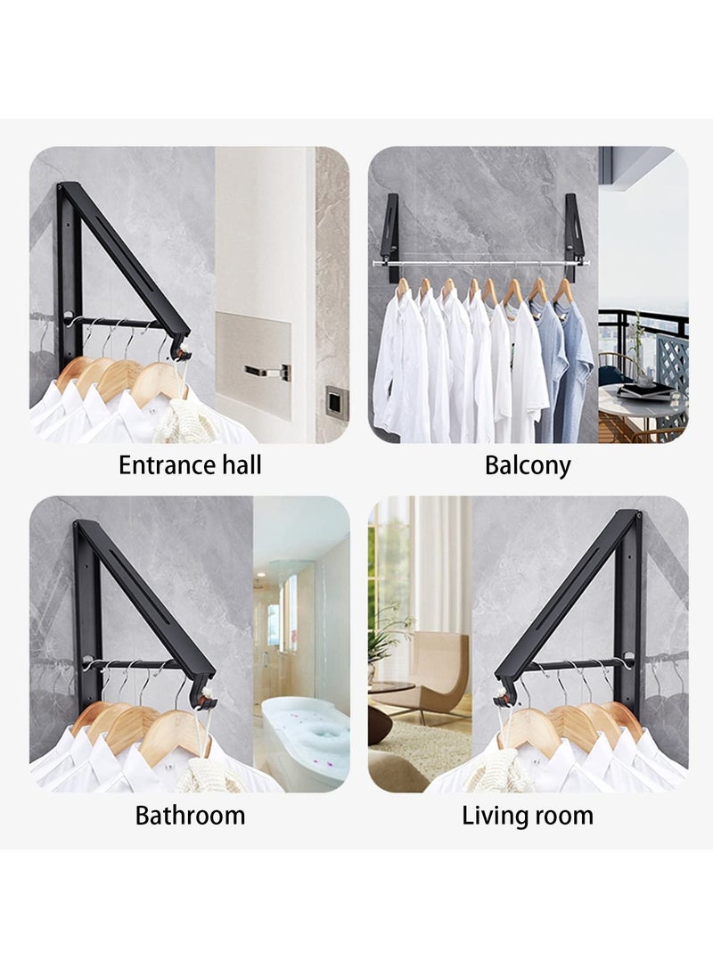 KASTWAVE Retractable Clothes Rack, Stealth Clothes Drying Hangers, Wall Mounted Folding Clothes Hanger Drying Rack for Laundry Room Closet Storage Organization (Black)  - Image 3