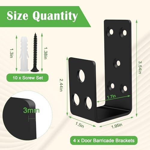 Catcan 2x4 Door Barricade Brackets Catcan Heavy Duty Door Barricade Security Bar U Bracket for Home Garage Barn Shed Garage Gate Security 4 - Image 3
