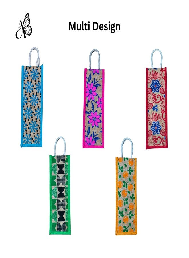 Anumala® Eco-Friendly Jute Water Bottle Bag | 100% Natural Jute with Bio-Plastic Lamination | Reusable, Handmade & Durable Bottle Carry Bag (14x5x5 Inches, Multi Color) (14 * 5 * 5, 2, Piece) - Image 4