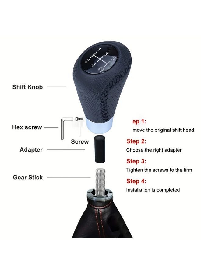JDM Racing PU Leather Shift Knob Red Color Anti Slip Gear Shifter Head Replacement - Image 3