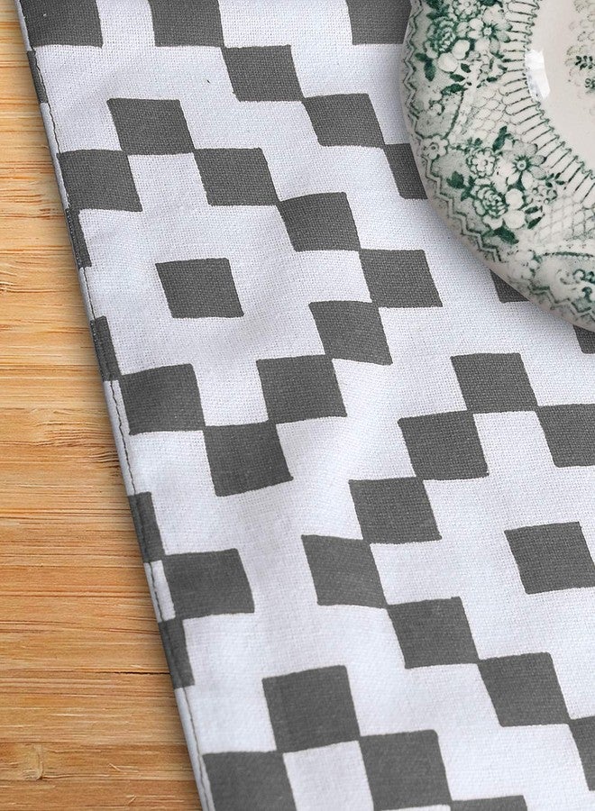 Dekor World Fun with Checks Printed Grey Table Runner (33x180cm) (Pack of 1)-6 Seater Dinning & Center Table - Image 5