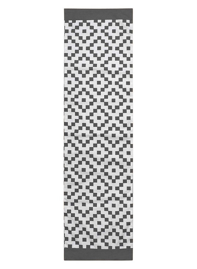 Dekor World Fun with Checks Printed Grey Table Runner (33x180cm) (Pack of 1)-6 Seater Dinning & Center Table - Image 3