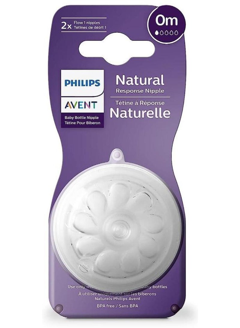 Avent Natural Response Nipple Flow 1 (0M) - 2 Pack