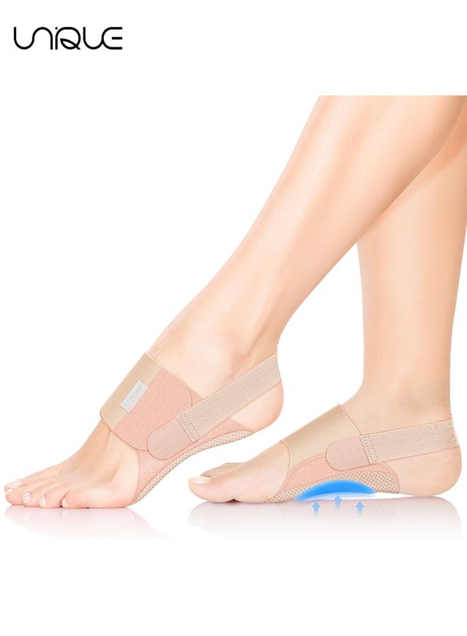 Unique Orthotic Arch Support - Foot Brace With Gel Inserts Insole - Adjustable Compression Bands w/Gel Pads for Flat Feet, High & Fallen Arches - Comfortable Plantar Fasciitis Brace for Day & Night (Complexion) - Image 1