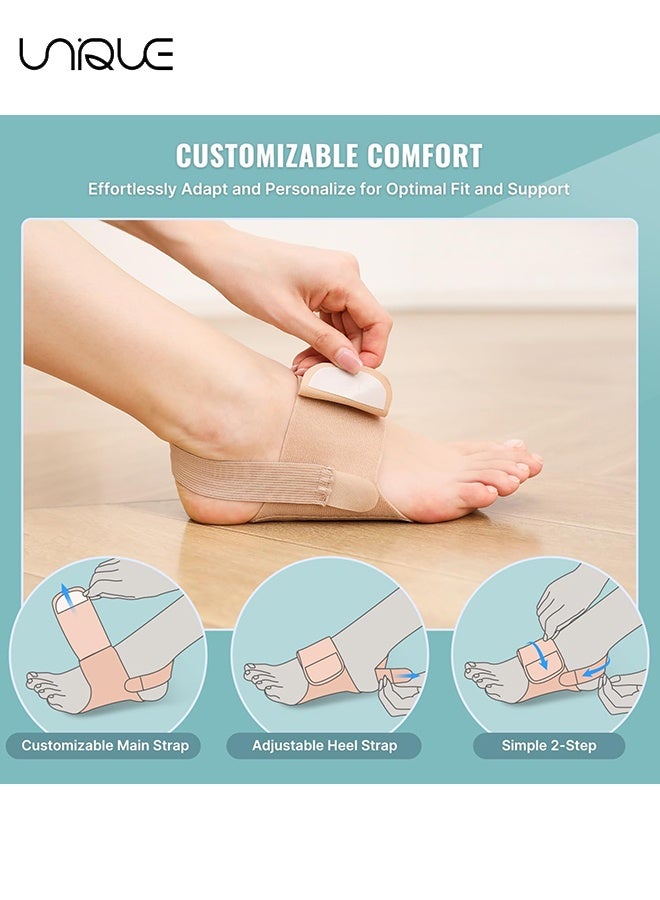 Unique Orthotic Arch Support - Foot Brace With Gel Inserts Insole - Adjustable Compression Bands w/Gel Pads for Flat Feet, High & Fallen Arches - Comfortable Plantar Fasciitis Brace for Day & Night (Complexion) - Image 4
