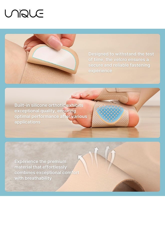 Unique Orthotic Arch Support - Foot Brace With Gel Inserts Insole - Adjustable Compression Bands w/Gel Pads for Flat Feet, High & Fallen Arches - Comfortable Plantar Fasciitis Brace for Day & Night (Complexion) - Image 5