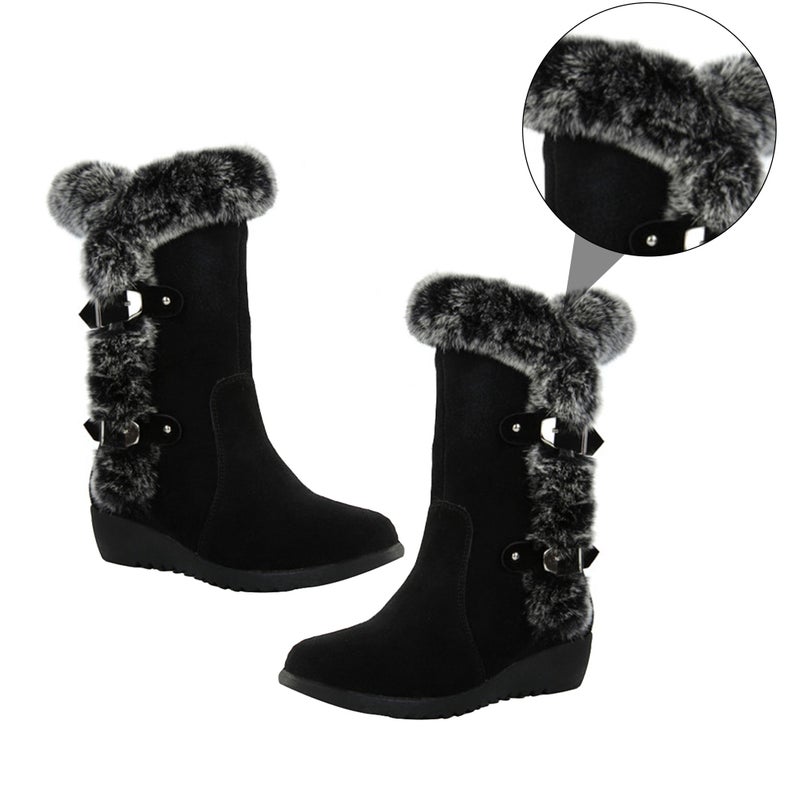 1 Pc Autumn Winter Women Middle Tube Plush Boots Winter Shoes(Size 38) - Image 3