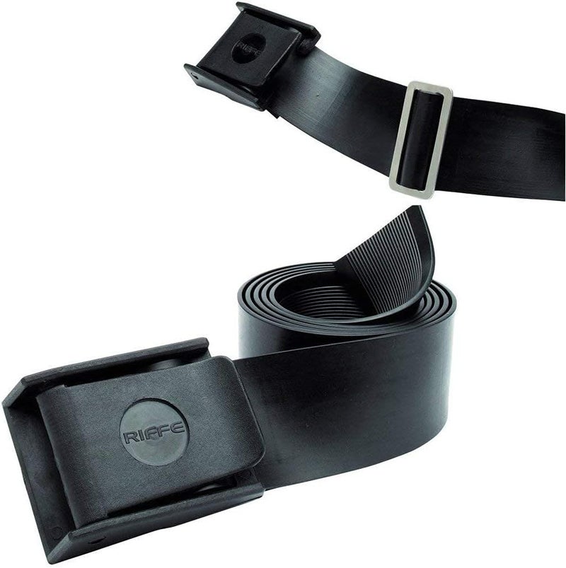 Riffe Rubber Weight Belt (Black) With Glass Filled Nylon Buckle, For Freediving and Spearfishing - Quick-Release Lever Ensures Safety On The Water, 54 Inch's Length - Image 1