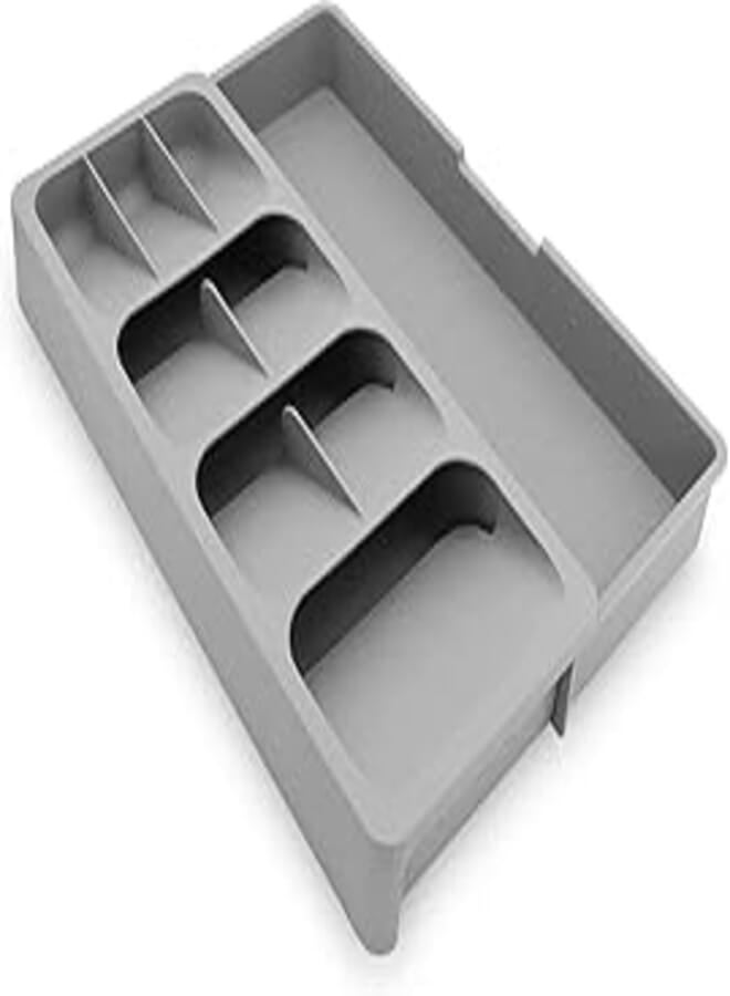 Xspring Kitchen Drawer Organizer, Expandable Silverware Organizer Storage Tray, Kitchen Drawer Holding Flatware, Kitchen Utensil Organizer for Silverware, Flatware, Knives, Spoons (Gray)