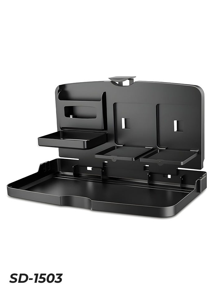 شونوي حامل متعدد الأقسام للأطعمة والفواكه SD-1503 - حامل تخزين بلاستيكي شديد التحمل للفتحات المتعددة والأرفف والصواني للوجبات الخفيفة وأطعمة الأطفال التي يمكن استخدامها في السيارات، وهو تصميم يوفر الكثير من المساحة. - Image 1