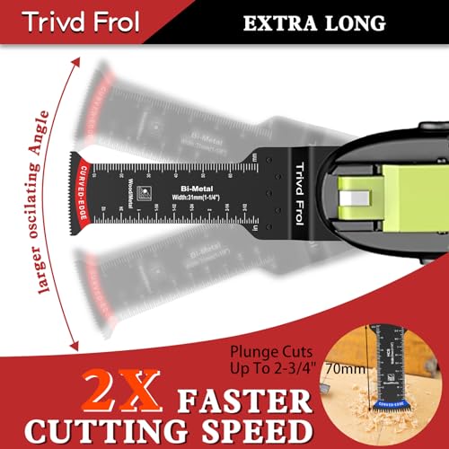 Trivd Frol 10 PCS Extra Long Oscillating Saw Blades, Curved Edge Bi-Metal and Japanese Teeth Multitool Blades Precise Cut for Wood Plastic Nails Metal, Multi Tool Blades Kits Fit Dewalt Milwaukee Bosch 70MM - Image 5