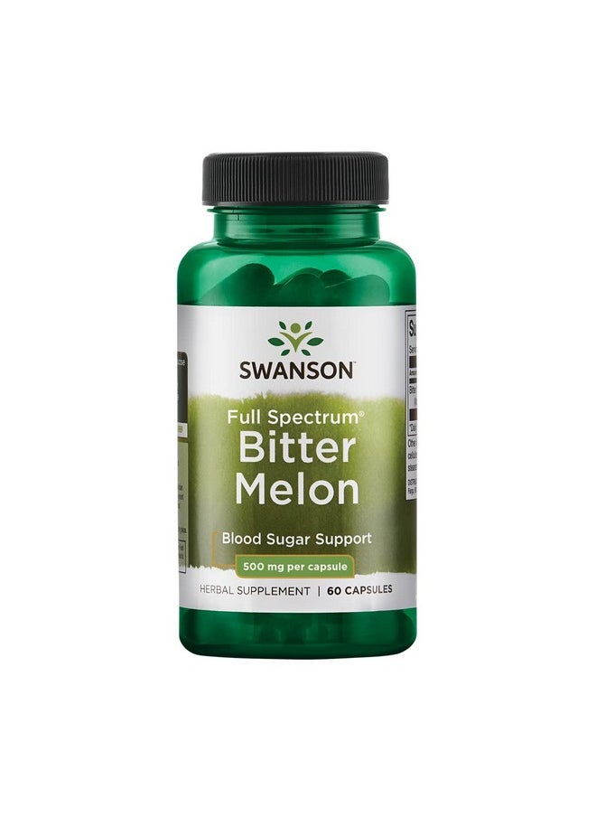 Swanson Premium Swanson Full Spectrum Bitter Melon (Momordica) Blood Glucose Support 500 Milligrams 60 Capsules  - Image 1