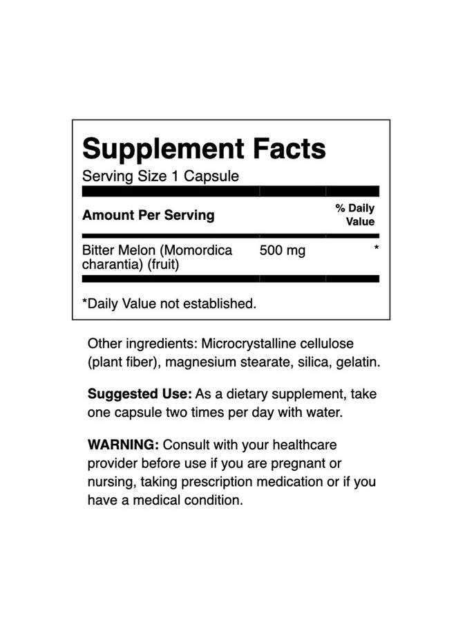 Swanson Premium Swanson Full Spectrum Bitter Melon (Momordica) Blood Glucose Support 500 Milligrams 60 Capsules  - Image 3