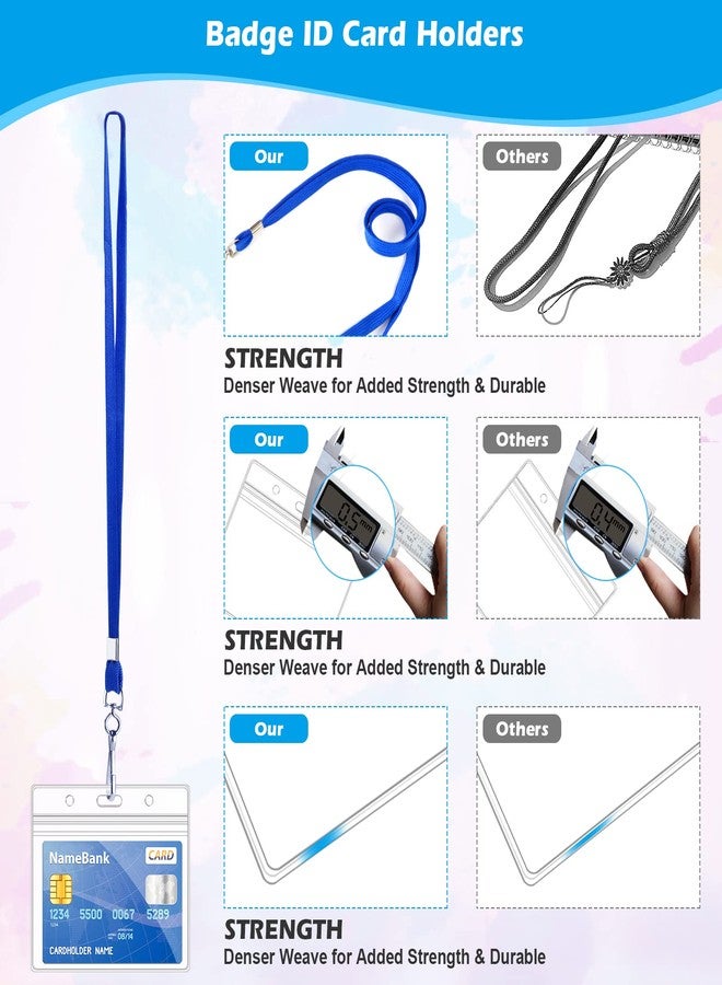 Maileto 50Pcs Clear Plastic Horizontal Name Tags Badge ID Card Holders and 50Pcs Blue Flat Neck Lanyards with Swivel Hook - Image 4