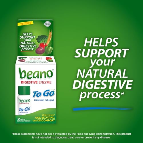 beano To Go Gas Prevention, Food Enzyme Dietary Supplement, Help Digest Gas-Causing Foods, 12 Tablets - Image 2