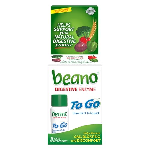beano To Go Gas Prevention, Food Enzyme Dietary Supplement, Help Digest Gas-Causing Foods, 12 Tablets - Image 1
