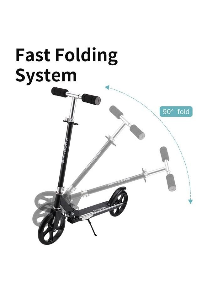 YelaJoy Scooters for Adults Teens Kick Scooter with Adjustable Height Dual Suspension and Shoulder Strap 8 inches Big Wheels Scooter Smooth Ride Commuter Scooter Best Gift for Kids Age 10 Up Black  - Image 4