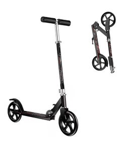 YelaJoy Scooters for Adults Teens Kick Scooter with Adjustable Height Dual Suspension and Shoulder Strap 8 inches Big Wheels Scooter Smooth Ride Commuter Scooter Best Gift for Kids Age 10 Up Black  - Image 1