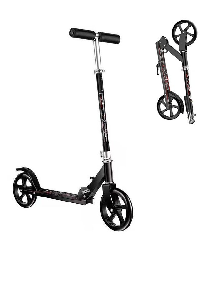 YelaJoy Scooters for Adults Teens Kick Scooter with Adjustable Height Dual Suspension and Shoulder Strap 8 inches Big Wheels Scooter Smooth Ride Commuter Scooter Best Gift for Kids Age 10 Up Black  - Image 1