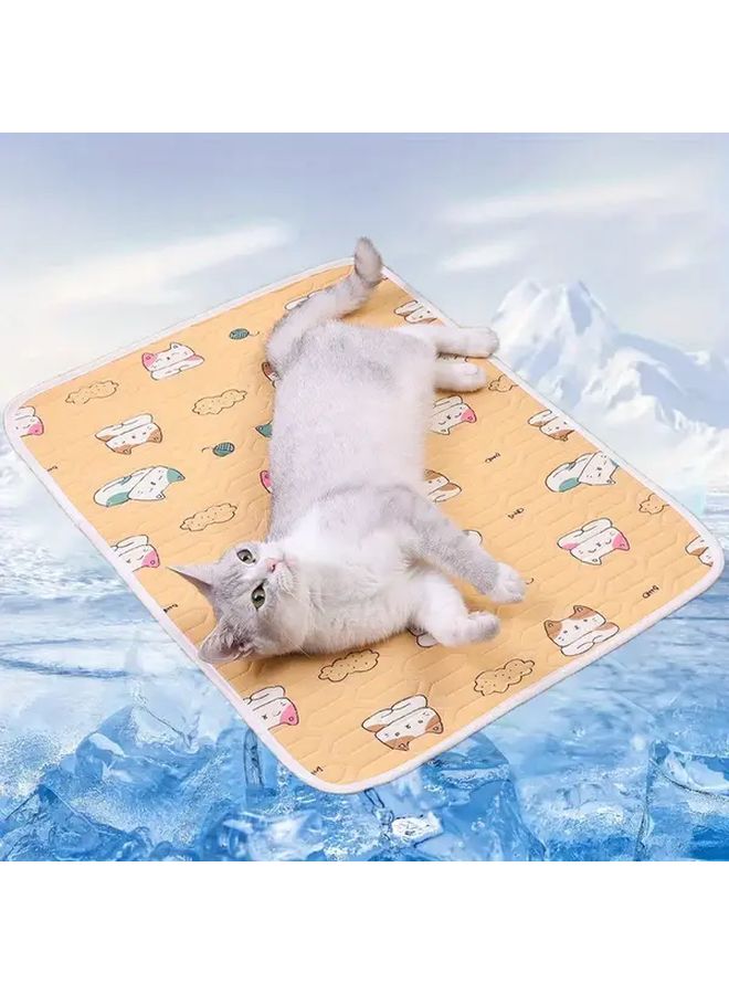 Orange Cat Cooling Pet Mat Ice Silky Fiber Pad For Indoor Outdoor Car 23 62x17 72 Inch - Image 1
