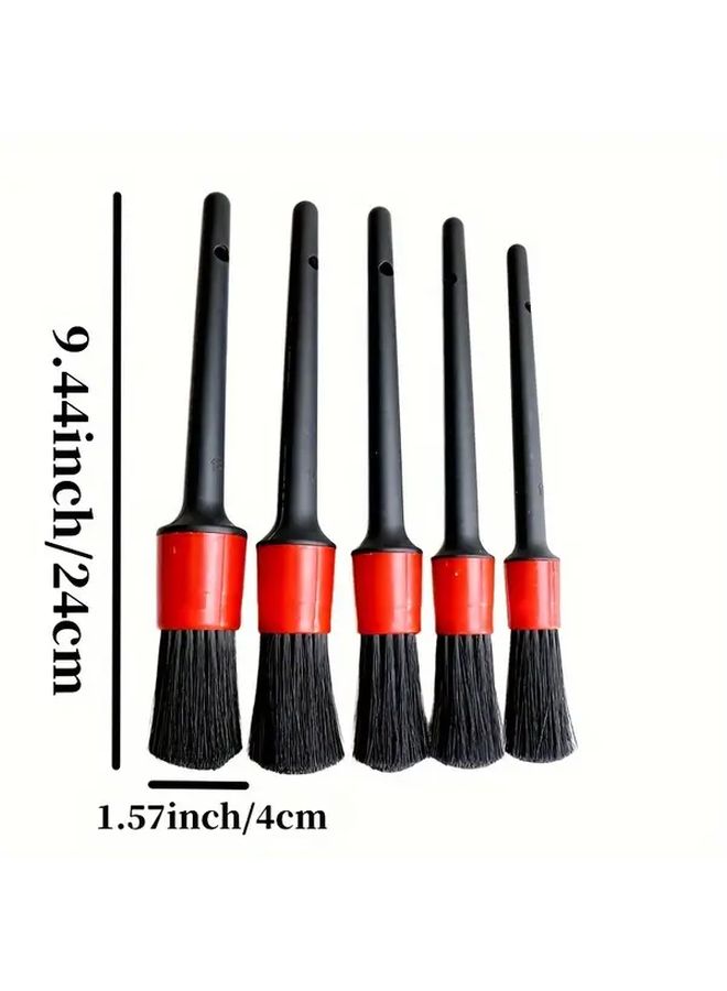 5pcs Car Detailing Brush Set Black Perfect for Wheels Dashboard Air Vents Auto Cleaning Kit - Image 4