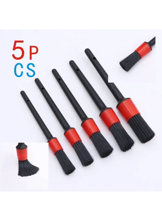 5pcs Car Detailing Brush Set Black Perfect for Wheels Dashboard Air Vents Auto Cleaning Kit - Image 2