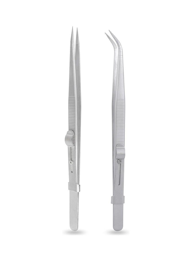 Oasisgalore 2Pcs Precision Tweezers，Stainless Steel Tweezers for Electronics, Laboratory Work, Jewelry-Making, Craft, Soldering  - Image 1