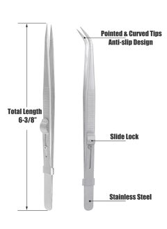 Oasisgalore 2Pcs Precision Tweezers，Stainless Steel Tweezers for Electronics, Laboratory Work, Jewelry-Making, Craft, Soldering  - Image 5