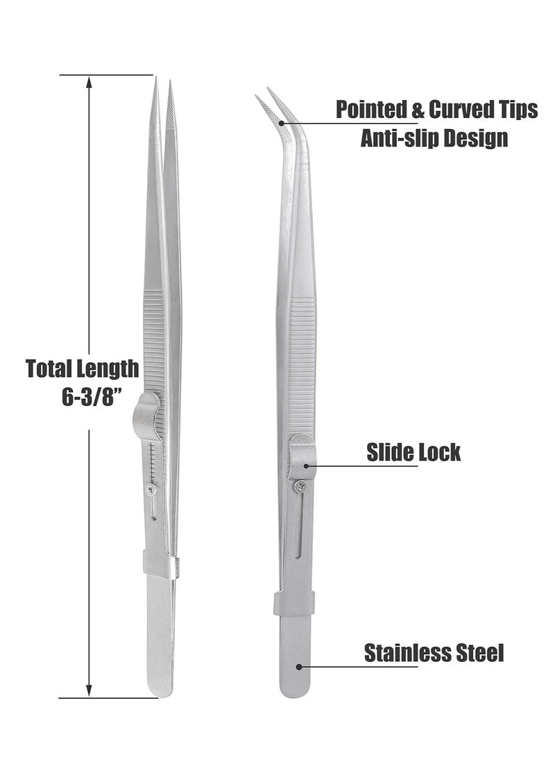 Oasisgalore 2Pcs Precision Tweezers，Stainless Steel Tweezers for Electronics, Laboratory Work, Jewelry-Making, Craft, Soldering  - Image 5