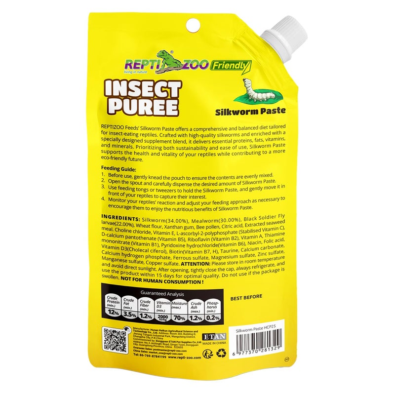 REPTIZOO FRIENDLY Gecko Bearded Dragon Food Insect Puree, Silkworm Paste Reptile Food Made with Fresh Insects - Image 2