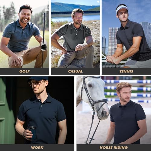 BOOJO Polo Shirts for Men - Quick Dry Moisture Wicking Black Short Sleeve Performance Golf T Shirts for Casual Work Athletic - Image 5