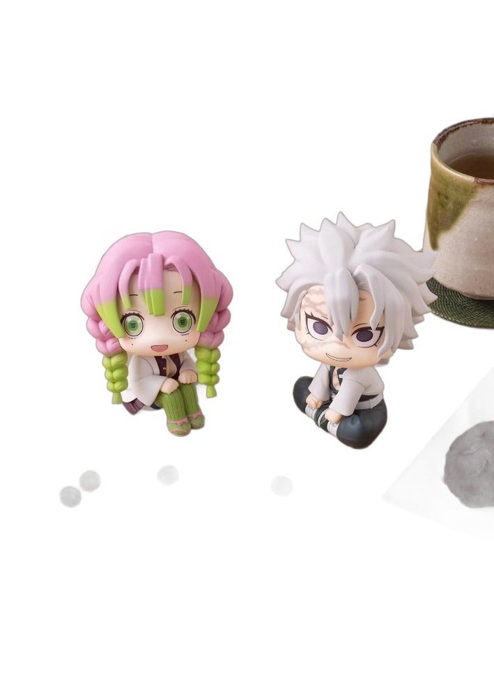 general Kanroji Mitsuri Version Q Figure Shinazugawa Sanemi Palm Tree Sitting Position Figurine Cake Ornament Anime Cute Statue Collection Figurine（10cm） - Image 3