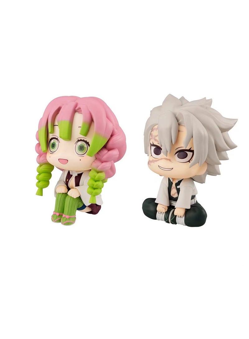 general Kanroji Mitsuri Version Q Figure Shinazugawa Sanemi Palm Tree Sitting Position Figurine Cake Ornament Anime Cute Statue Collection Figurine（10cm） - Image 2