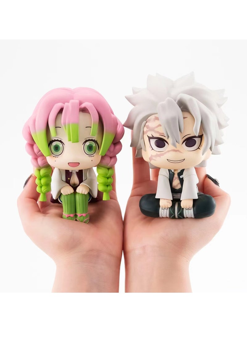 general Kanroji Mitsuri Version Q Figure Shinazugawa Sanemi Palm Tree Sitting Position Figurine Cake Ornament Anime Cute Statue Collection Figurine（10cm） - Image 1