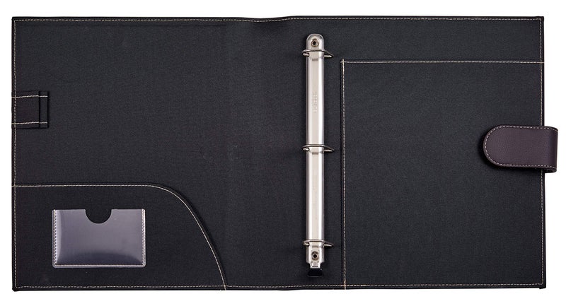 It's Academic Executive Leather Portfolio Folder, 1" Ring Binder and 250-Sheet Capacity to Organize Resumes, Business Cards, Note Pads, and Legal-Size Documents, Pen Loop, Dark Brown Faux Leather - Image 3