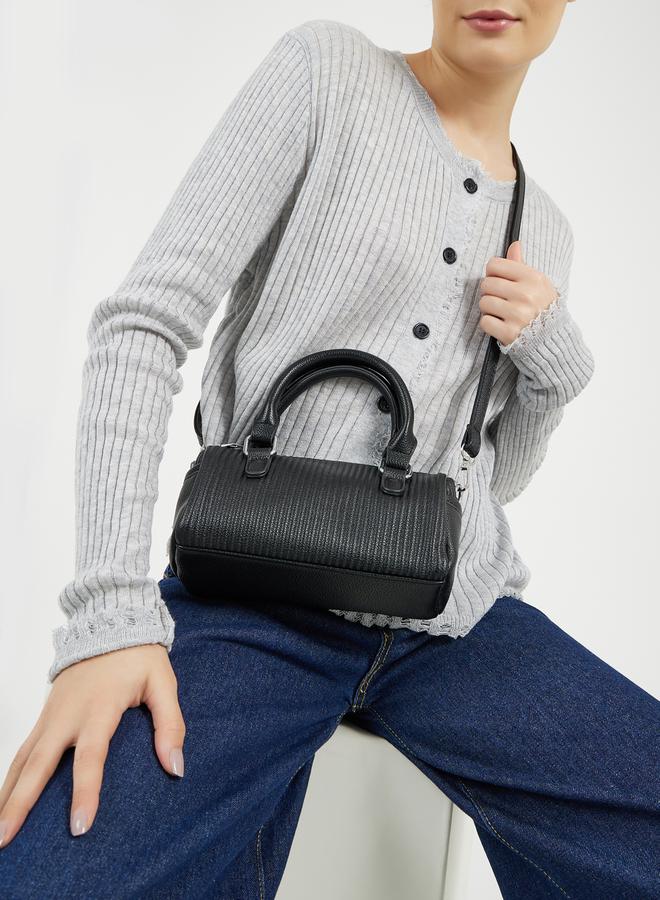 Styli Textured Handbag with Dual Handle and Adjustable Strap - Image 2