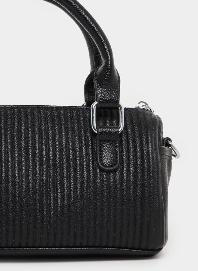 Styli Textured Handbag with Dual Handle and Adjustable Strap - Image 4
