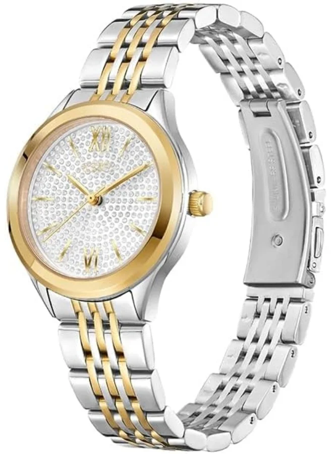 ECSTACY ECSTACY Women's 2035 Movement Watch, Analog Display and Stainless Steel Strap - E23517-TBTS, Two Tone Gold