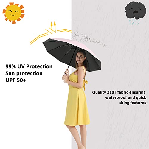 BAODINI Inverted UV Protection Umbrella for Rain and Sun Medium Size 46 inch arc Canopy UPF 50+ Rverse Compact Umbrella Auto Open Close for Travel - Image 4