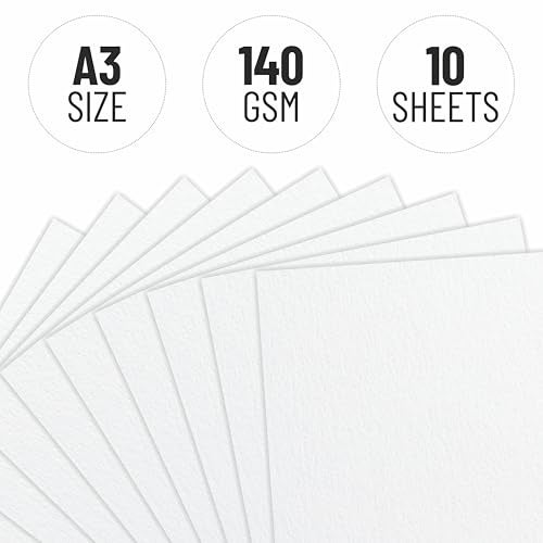 Anupam A3 Artists Sketching & Drawing Paper 140 GSM 10 Loose Sheet for Sketching & Drawing with Pencil, Charcoal, Graphite, Chalk, Oil Pastel & Wax Crayon for Artist's & Amateurs (Pack of 5) - Image 3