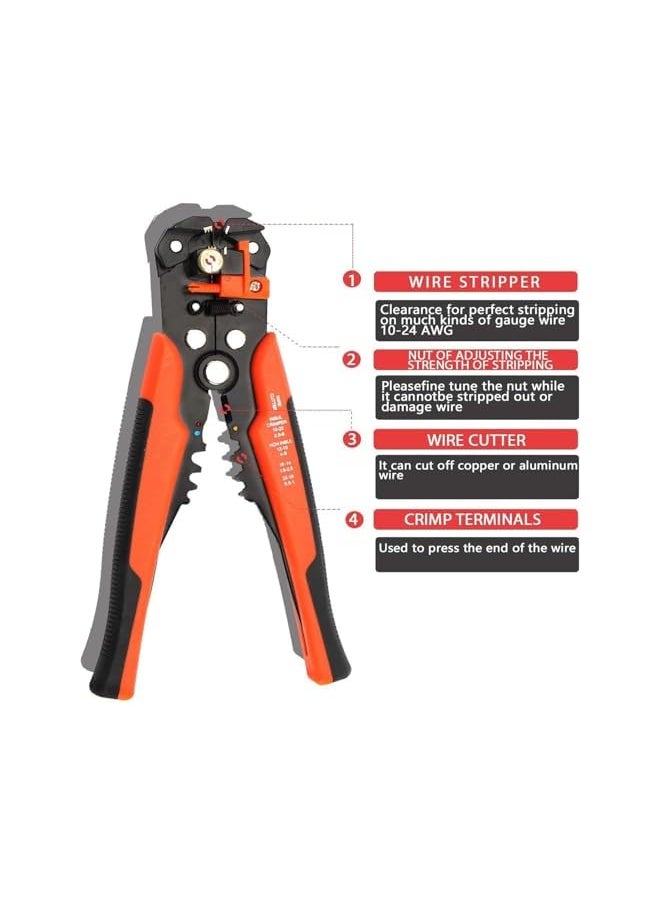 PROMASS promass Multifunctional Cable Wire Stripper Cutter - Cable Cutters, Professional Electrical Wire Stripping Tool, Self-adjusting 8" Automatic Wire Stripper for Electrical Cable Cutting (Orange)  - Image 4