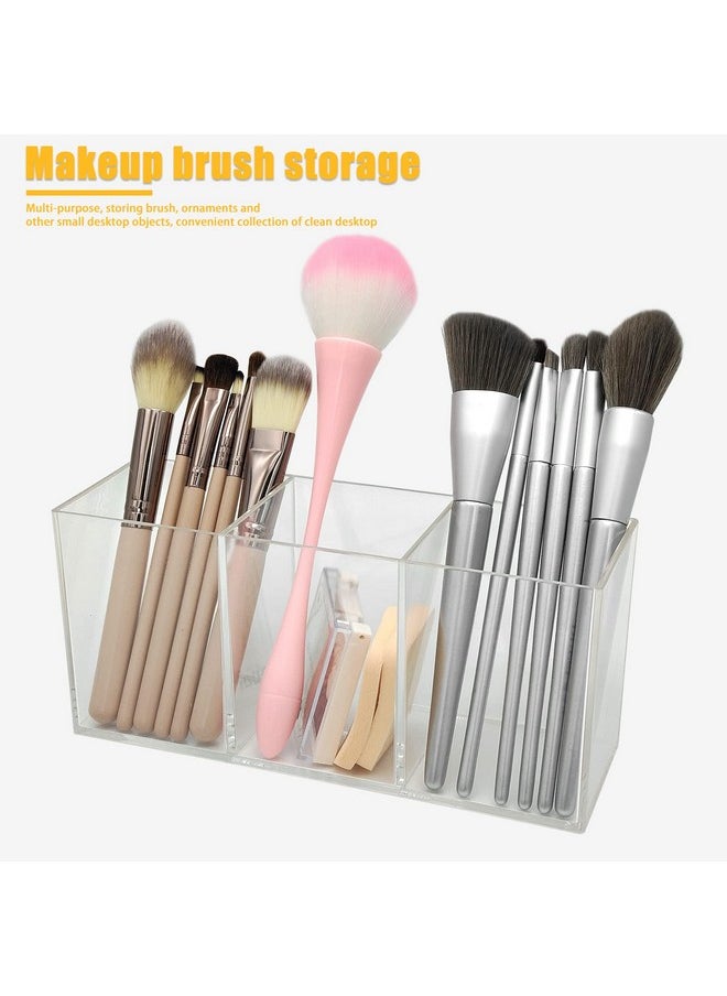 Cerpourt - Cerpourt Clear Makeup Brush Organizer,Acrylic Cosmetic Brushes Storage Holder with 3 Slots,Pencil Pen Holder for Desk,Desk Organizer and Accessories for Vanity - Image 1